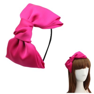 CLLOT Women 8&quot; Super Big Bows Hairstyle Hair Hoop Silky Fabric Hair Bows HeadBand for Girls Teens (Hot Pink)
