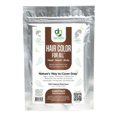 Brown Henna Hair Color For All Kit | 100% All Natural Indigo Powder Hair Dye &amp; Beard Dye (Chestnut Medium Brown) Organic, Herbal &amp; Vegan Chemical &amp; Cruelty Free Permanent Gray Coverage &amp; Tinting