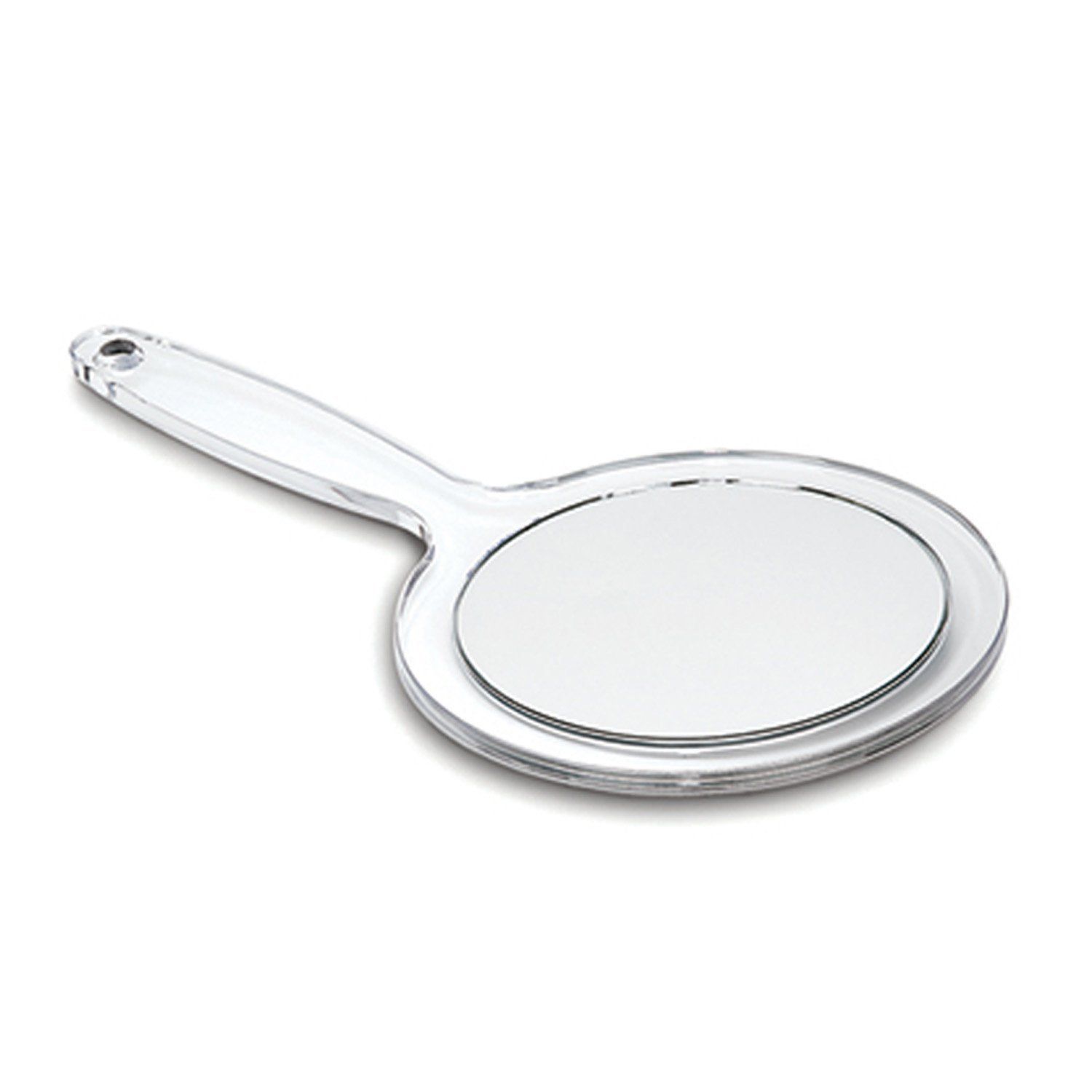 RUCCI Round Hand Held Magnifying Makeup Mirror 10X 1X Clear Acrylic Double-Sided Mirror with Handle Personal Mirror for Women (Round 5 Inch)