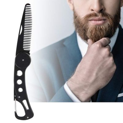 Delaman Men's Stainless Steel Folding Multifunctional Pocket Comb for Beard and Mustache Styling