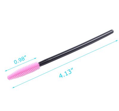 BIHRTC Pack of 100 One-Off Disposable Silicone Eyelash Mascara Brushes Wands Applicator Eyebrow Brush Makeup Tool Kit Set Deep pink