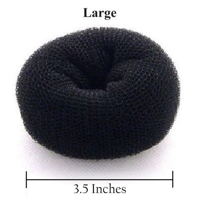 Beaute Galleria Hair Donut Bun Maker Ring Style Mesh Chignon Ballet Sock Bun (Large, Black)
