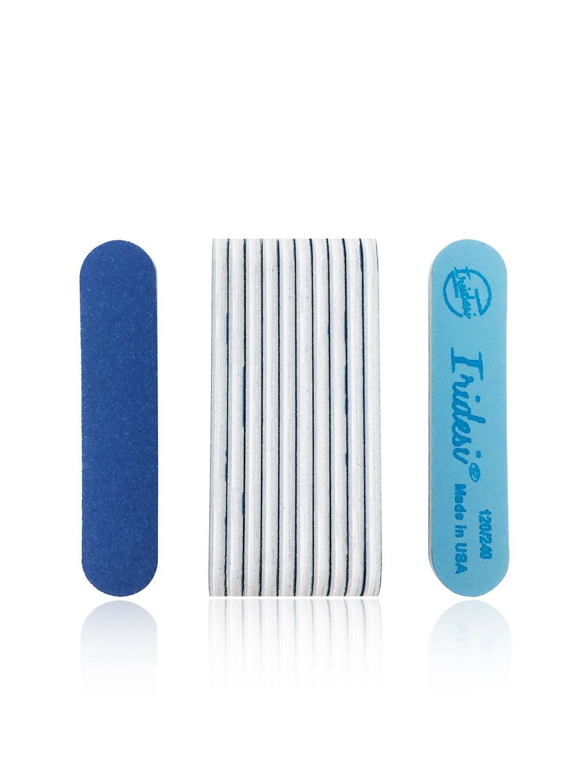 Iridesi Professional Mini Blue Finger Nail Files 120/240 Washable Emery Boards 3-1/2 Inches Long Fingernail Files Per Pack (100)