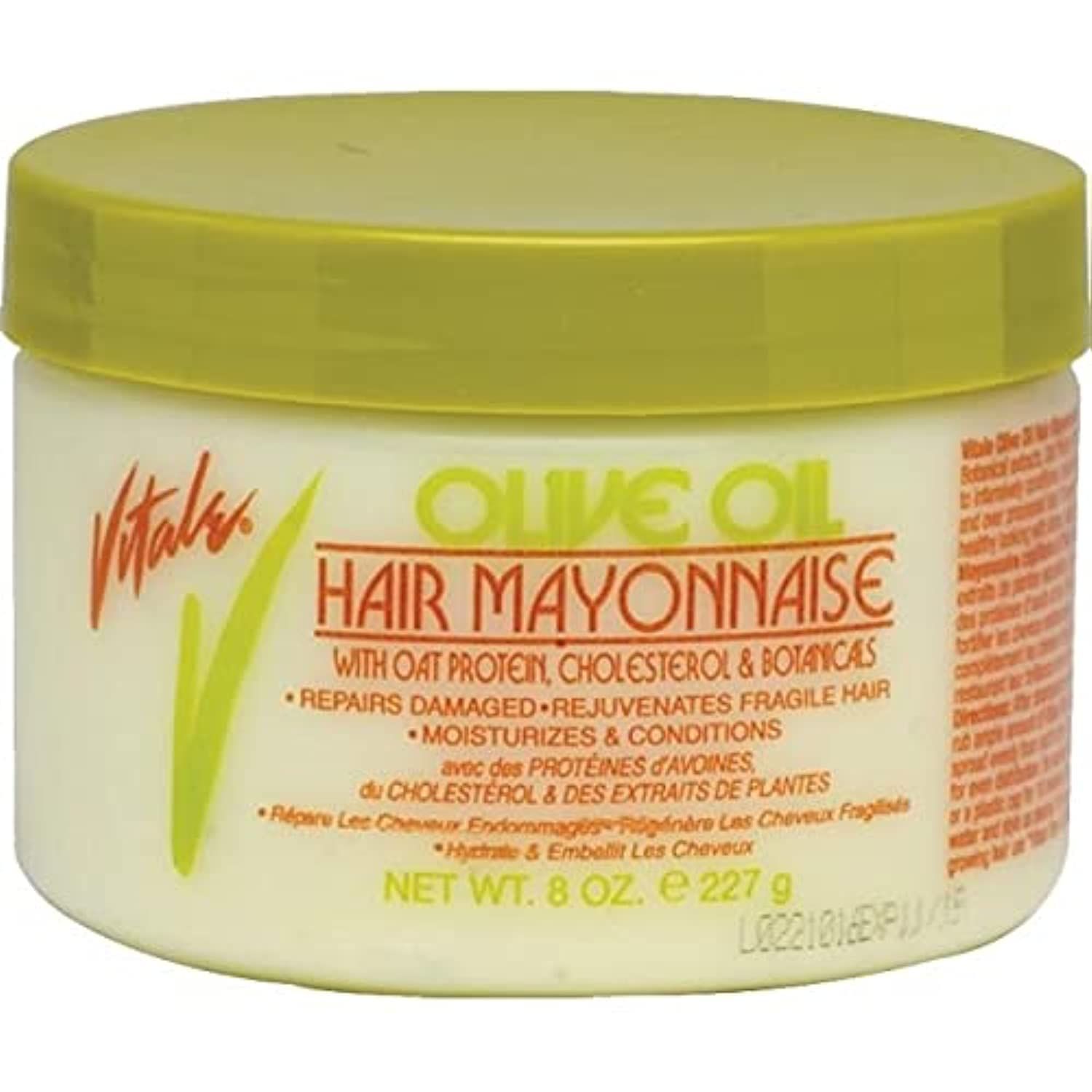 VITALE Olive Oil Hair Mayonnaise 8oz with Oat &amp; Egg Protein and Vitamins - Good on Color &amp; Thermal Treated Hair - for Dry &amp; Damaged Scalp Men, Women &amp; Kids - Moisturize and Condition