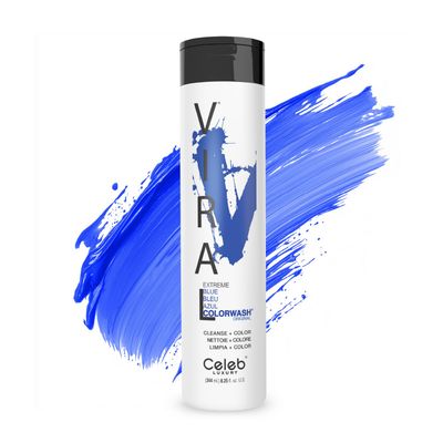 Celeb Luxury Viral Colorwash, Professional Semi-Permanent Hair Color Depositing Shampoo, Blue, 8.25 Fl Oz (Pack of 1)