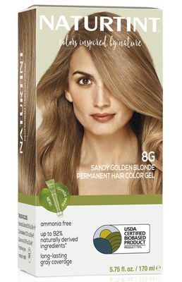 Naturtint 8G Sandy Golden Blonde Permanent Hair Color (Pack of 1), Ammonia Free, Vegan, Cruelty Free, up to 100% Gray Coverage, Long Lasting Results (Packaging may vary)