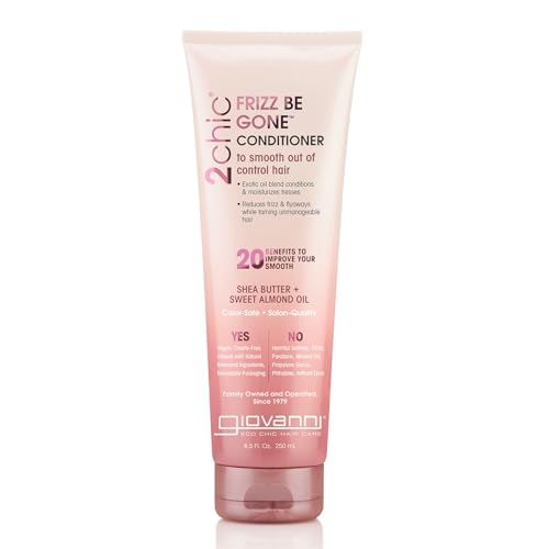 GIOVANNI 2chic Frizz Be Gone Conditioner - Anti Frizz Natural Hair Smoothing Formula with Shea Butter &amp; Sweet Almond Oil, Macadamia, Color Safe, Vegan - 8.5 oz