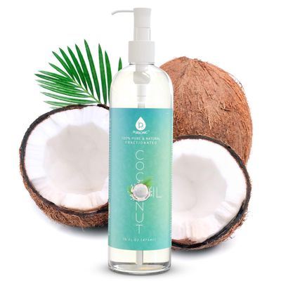 Pursonic Pure Unscented Fractionated Coconut Oil - 16 Oz Multipurpose Oil for Skin, Hair, Body Massage &amp; Makeup Removal - Carrier Oil for Essential Oils and Aromatherapy