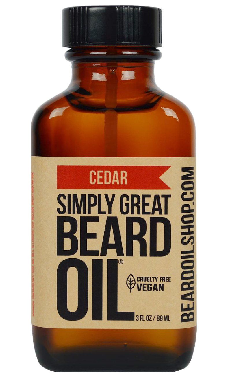 Simply Great Beard Oil - CEDAR Scented - Holiday Gifts - Stocking Stuffers - Beard Conditioner - 3 Oz - Easy Applicator - Natural - Vegan and Cruelty Free Care for Beards - Gifts for Men