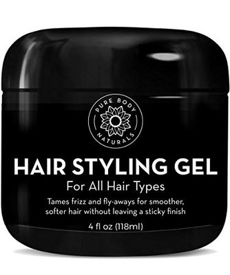 Pure Body Naturals Hair Gel for Men, Natural Ingredients with Hydrating Aloe For Firm, Healthy Hair, 4 Fl Oz