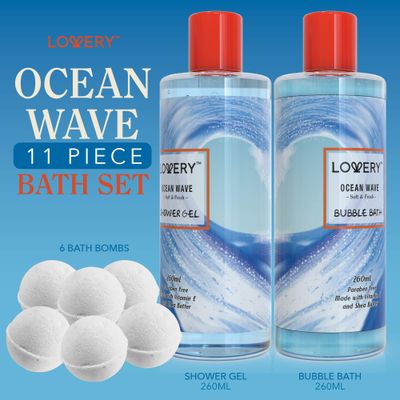 Valentines Day Gifts for Her, Home Spa Gift Baskets For Women - Bath and Body Gift Basket For Men - Ocean Wave Home Spa Set - Fragrant Lotions, Bath Bombs &amp; More - 11pc in a Jeweled Heart Candy Holder