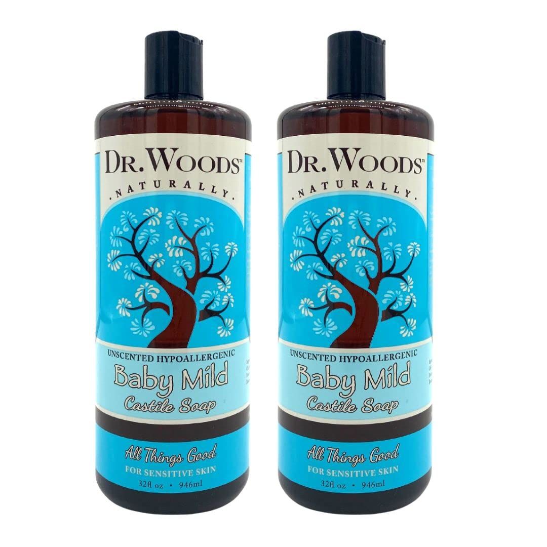 Dr. Woods Unscented Baby Mild Liquid Castile Soap, 32 Ounce (Pack of 2)
