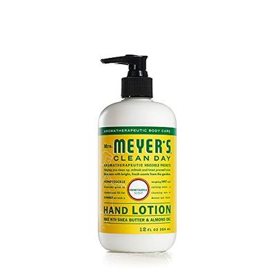 MRS. MEYER&#39;S CLEAN DAY Hand Lotion for Dry Hands, Non-Greasy Moisturizer Made with Essential Oils, Honeysuckle, 12 oz