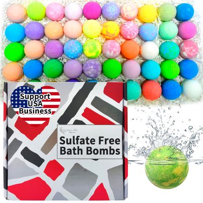 Best Best Bath Bomb Gift Set for Women - 50 Individually Wrapped Bath Bomb Bulk -Organic Moisturizing Bath Balls for Women Men &amp; Kids. Party Favors for Adults &amp; Teens. Sulfate Free Bathbombs!