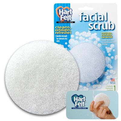 HartFelt Round Face Scrubber for Women | Reusable Facial Sponges for Daily Cleansing | Facial Exfoliating Pads for Removing Dead Skin, Dirt &amp; Makeup | Use with Favorite Cream | Made in USA - 1 Count