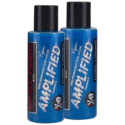 MANIC PANIC Atomic Turquoise Hair Color - Amplified - (2PK) Semi Permanent Hair Dye - Bright Aqua Blue with Green Undertones - Vegan, PPD &amp; Ammonia-Free - For Coloring Hair on Women &amp; Men
