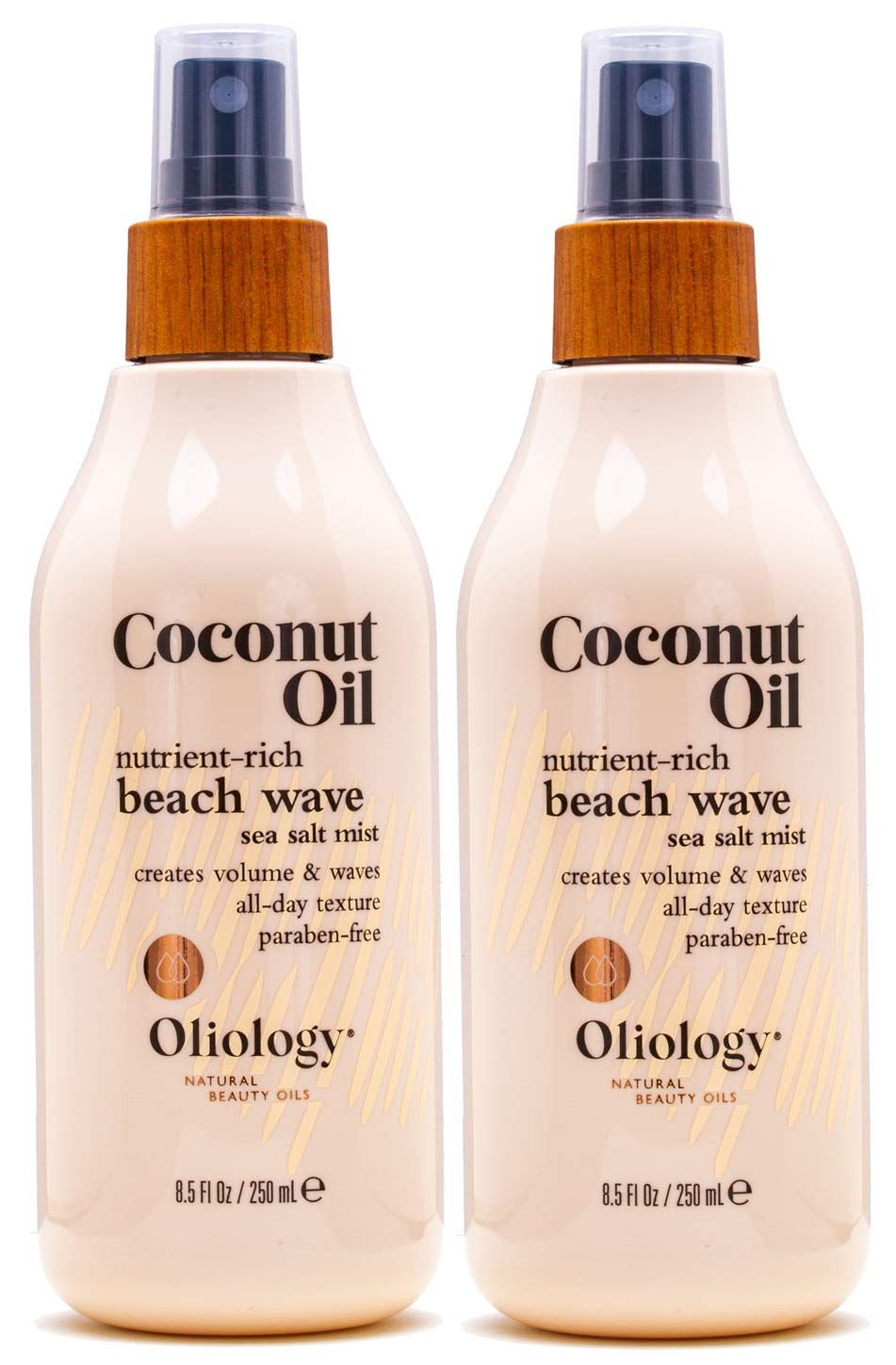 Oliology Coconut Oil Beach Wave Sea Salt Mist Spray - Light Mist Gives Hair Soft Beachy Waves Without Stiffness | Creates Volume | Long Lasting | Made in USA, Cruelty Free &amp; Paraben Free (8oz/2 Pack)