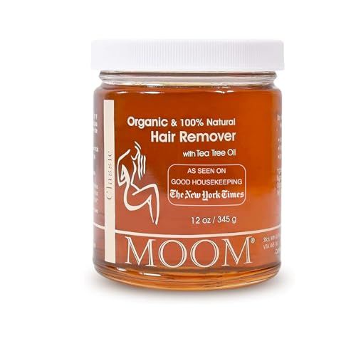 MOOM Organic Sugar Wax with Tea Tree Oil, 12 oz Jar - Hair Removal for Bikini, Brazilian, Face &amp; Legs - Soft Wax for Sensitive Skin, Wax Beads Alternative For Women &amp; Men (Waxing Strips NOT Included)