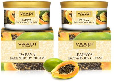 Papaya Face &amp; Body Moisturizer Cream 10.6 Oz (Pack of 2 X 150 Gm) - Herbal Cream - All Natural - Paraban Free - Sulfate Free - Vaadi Herbals