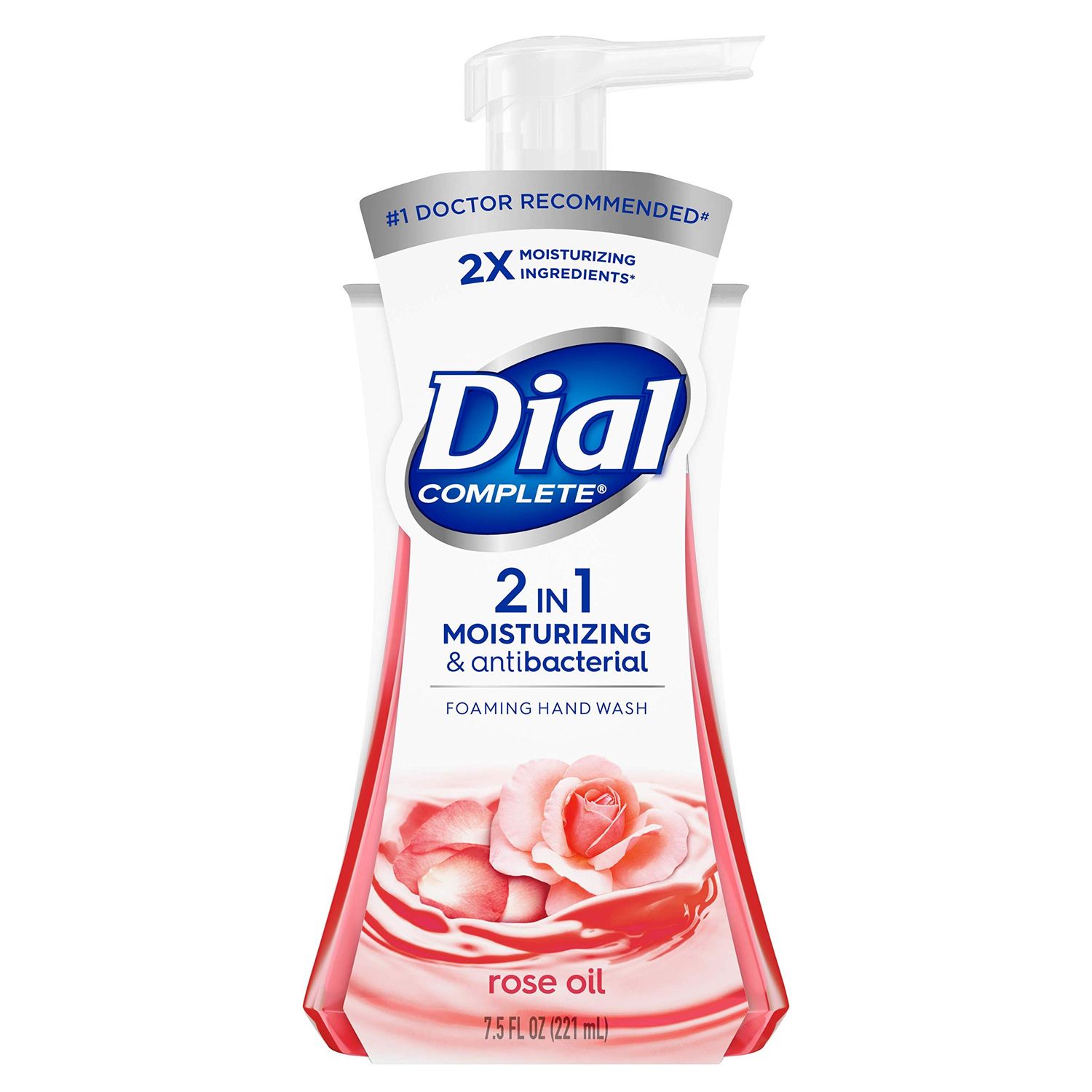 Dial Complete 2 in 1 Moisturizing &amp; Antibacterial Foaming Hand Wash, Rose Oil, 7.5 Ounce