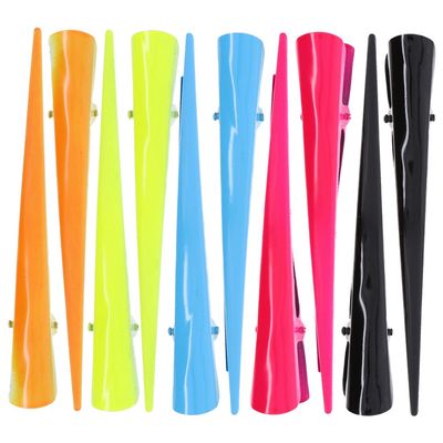 Set of 10 Metal Concord Clips Curved Beak Hair Clips - Neon