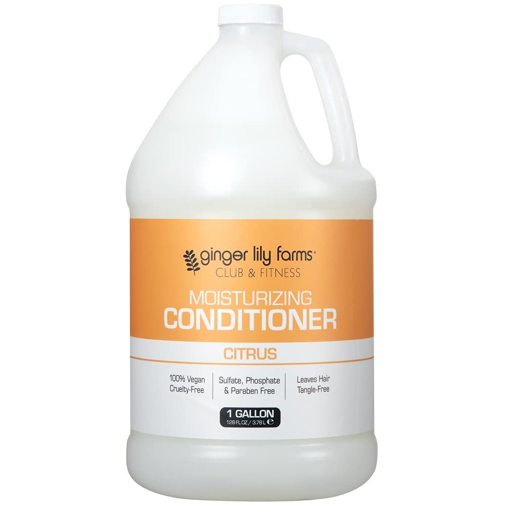 Ginger Lily Farms Club &amp; Fitness Moisturizing Conditioner for Dry Hair, 100% Vegan &amp; Cruelty-Free, Citrus Scent, 1 Gallon (128 fl oz) Refill