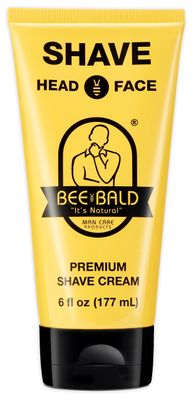 Bee Bald SHAVE Premium Shaving Cream Goes On Light &amp; Slick That&#39;s Incredibly Smooth &amp; Quick For Both Face And Head, 6 Fl Oz