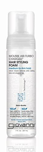 GIOVANNI Mousse Air-Turbo Charged, Hair Styling Foam - Lightweight for Natural Curls, Medium to Firm Hold, Add Texture &amp; Shine, Curly Hair Products, No Parabens, Color Safe - 7 oz (Pack of 3)