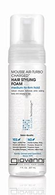 GIOVANNI Mousse Air-Turbo Charged, Hair Styling Foam - Lightweight for Natural Curls, Medium to Firm Hold, Add Texture &amp; Shine, Curly Hair Products, No Parabens, Color Safe - 7 oz (Pack of 3)