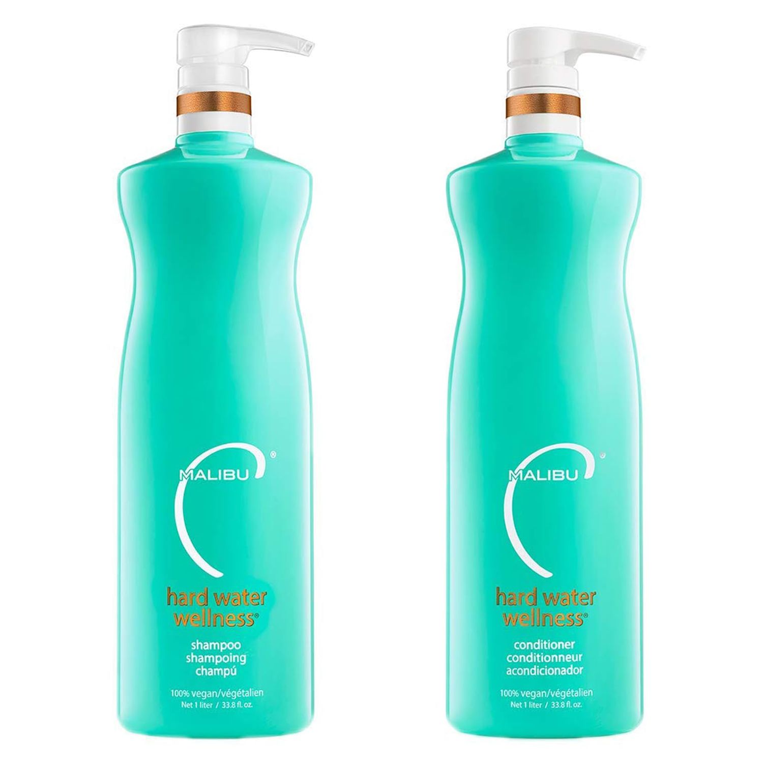 Malibu C Hard Water Wellness Shampoo and Conditioner Duo - Hydrating Hair Care for Shine &amp; Manageability - Protects from Waterborne Elements That Cause Dry, Damaged Hair (33.8oz)