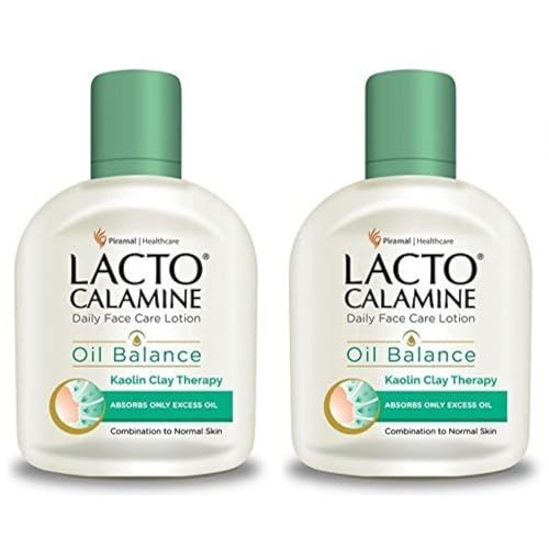 Lacto Calamine Face Moisturizing Lotion for Normal to Combination Skin | Excess Oil Absorbing &amp; Pore Refining Moisturizer | Mattifying &amp; Non Greasy | 4.06 Fl Oz/120ml (Pack of 2)