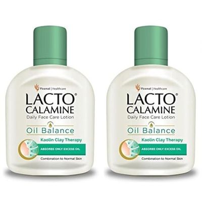 Lacto Calamine Face Moisturizing Lotion for Normal to Combination Skin | Excess Oil Absorbing &amp; Pore Refining Moisturizer | Mattifying &amp; Non Greasy | 4.06 Fl Oz/120ml (Pack of 2)