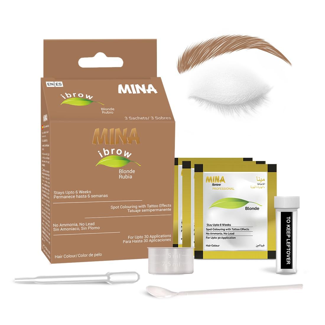MinaiBrow Tint Kit Blonde | Natural Spot Coloring Brow Tinting Powder, Water &amp; Smudge Proof Tint | Instant Brow Dye Kit, 100% Gray Converge