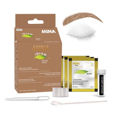 MinaiBrow Tint Kit Blonde | Natural Spot Coloring Brow Tinting Powder, Water &amp; Smudge Proof Tint | Instant Brow Dye Kit, 100% Gray Converge