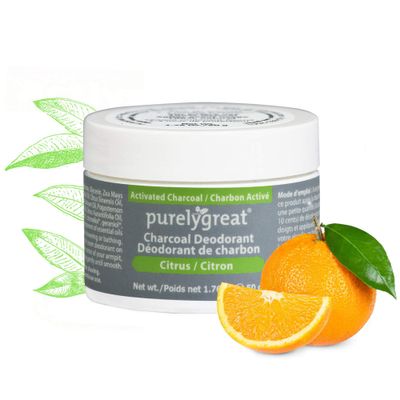 Natural Deodorant with Activated Charcoal | For Men &amp; Women | Long-Lasting, EWG Verified, Vegan, Aluminum Free, Cruelty-Free, No Aluminum, No Parabens, BPA Free | Citrus Scent by Purelygreat