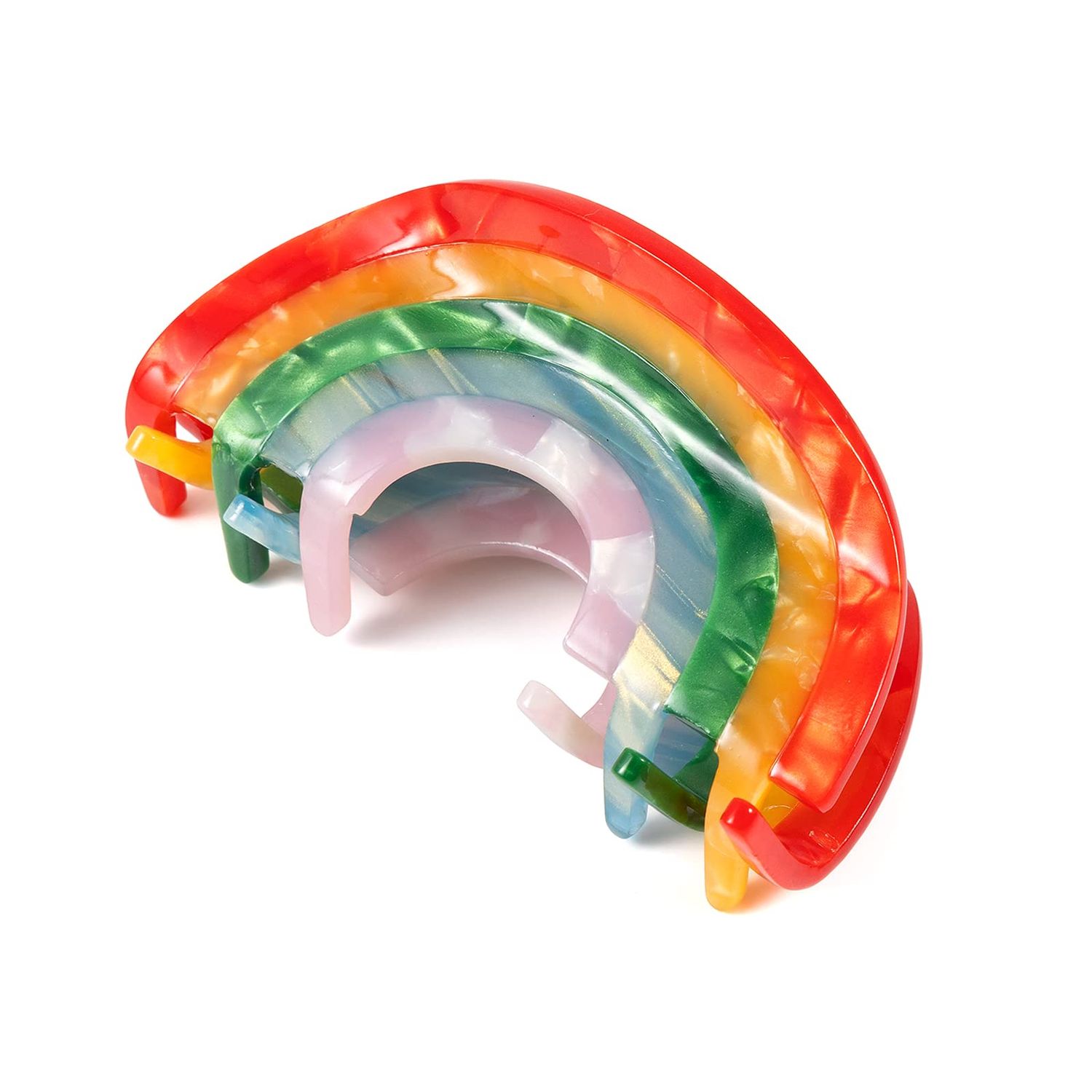 Rainbow Hair Claw Clip Non Slip 3inch Acrylic Acetate 90&#39;s Strong Hold Jaw Barrettes Cute for Women Girls Thin Thick Curly Hair Rainbow Pride Parade Accessory