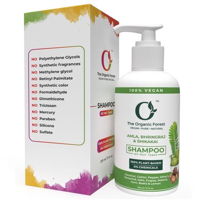 Plant based Amla shikakai shampoo - Sulfate &amp; Paraben Free Amla Shampoo for Hair Fall Control, Moisturizing, Anti-Dandruff | Infused with Coconut, Bhrigraj &amp; Castor Oils for Dry &amp; Oily Scalp Care