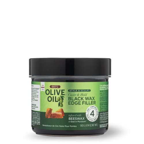 Olive Oil Style &amp; Sculpt Cover &amp; Hold Black Wax Edge Filler Infused with Beeswax to Seal in Moisture (4.9 oz)