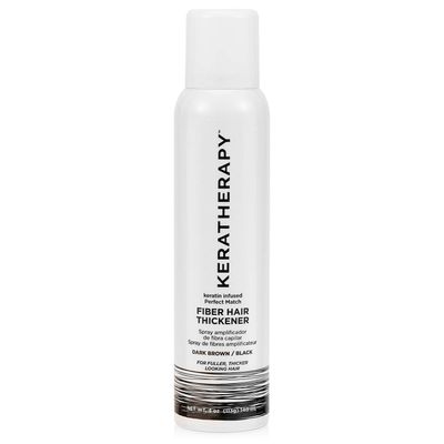 Keratherapy Keratin Infused Perfect Match Fiber Hair Thickener Spray, Dark Brown to Black, 4 fl. oz., 140 ml - Volumizing, Thickening, &amp; Concealing Hairspray for Scalp Coverage, Roots &amp; Thinning Areas
