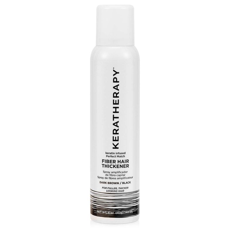 Keratherapy Keratin Infused Perfect Match Fiber Hair Thickener Spray, Dark Brown to Black, 4 fl. oz., 140 ml - Volumizing, Thickening, &amp; Concealing Hairspray for Scalp Coverage, Roots &amp; Thinning Areas