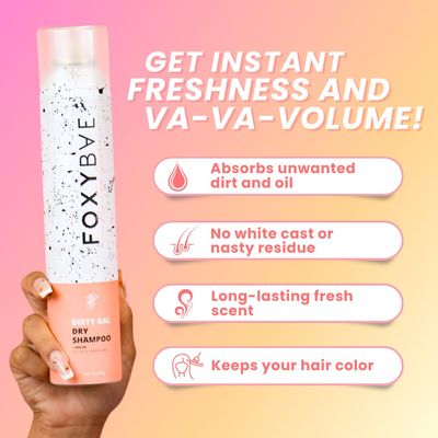 FoxyBae Volumizing Dry Shampoo Spray for Women - With Biotin for Hair Growth - For Dark, Brunette &amp; Blonde Hair - Refreshing &amp; Non-Toxic