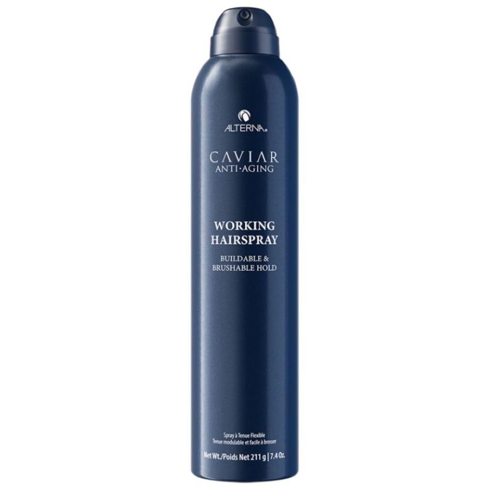 Alterna Caviar Working Hairspray | Buildable, Brushable Hold | Helps Control Frizz &amp; Adds Shine | Sulfate Free, 7.4 Fl Oz (Packaging May Vary)