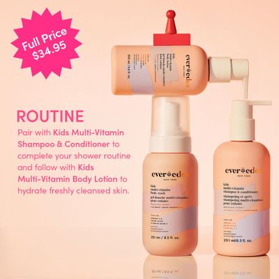 Evereden Kids Shampoo and Conditioner 2 in 1 and Kids Body Wash set | Gentle and Clean Skin Care | Non-toxic Ingredients | Cool Peach scent