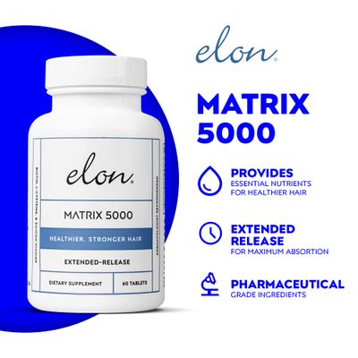 Elon Matrix 5000 - Biotin 5000mcg Vitamins for Hair Growth w/Extended Release - Promotes Healthy &amp; Strong Hair &amp; Nails - (60 Day Supply)