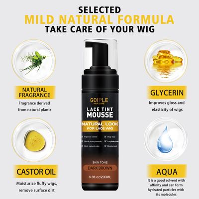 Goiple Lace Tint Melting Hair Mousse, 6.8 fl oz - Natural Finishing Color for Women Wigs Toupees and Hairpieces (Dark Brown)
