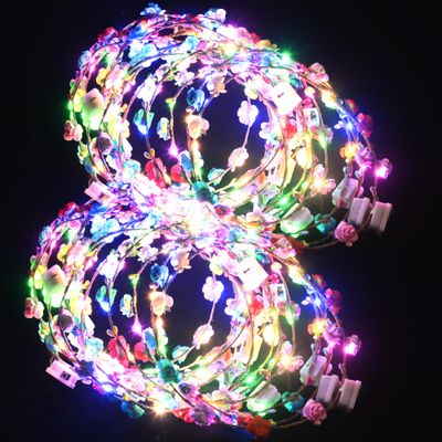 QSJQllo 20 Pcs LED Flower Crowns Headbands,Light Up Headbands For Women,Glow In The Dark Headband Wreath,Suitable For Birthdays,Weddings, Halloween, Christmas, Role-Playing, Beach Parties