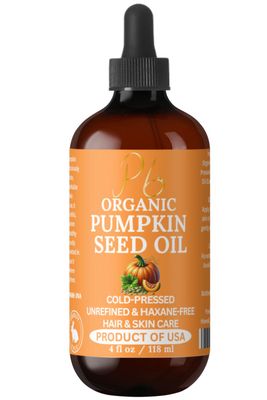 Organic Pumpkin Seed Oil - 100% Pure Cold-Pressed Unrefined Pumpkin Seed Oil for Hair &amp; Skin - Moisturizing Hair &amp; Face Oil, Organic Hair Oil - 4 fl oz Glass Bottle