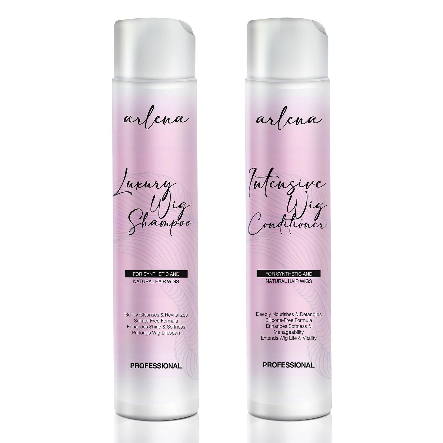Arlena Luxury Wig Shampoo and Conditioner Set for Synthetic and Natural Hair Wigs - Made in USA, Sulfate-Free, Enhances Shine &amp; Softness, Prolongs Wig Lifespan, Deeply Nourishes &amp; Detangles