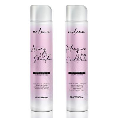 Arlena Luxury Wig Shampoo and Conditioner Set for Synthetic and Natural Hair Wigs - Made in USA, Sulfate-Free, Enhances Shine &amp; Softness, Prolongs Wig Lifespan, Deeply Nourishes &amp; Detangles