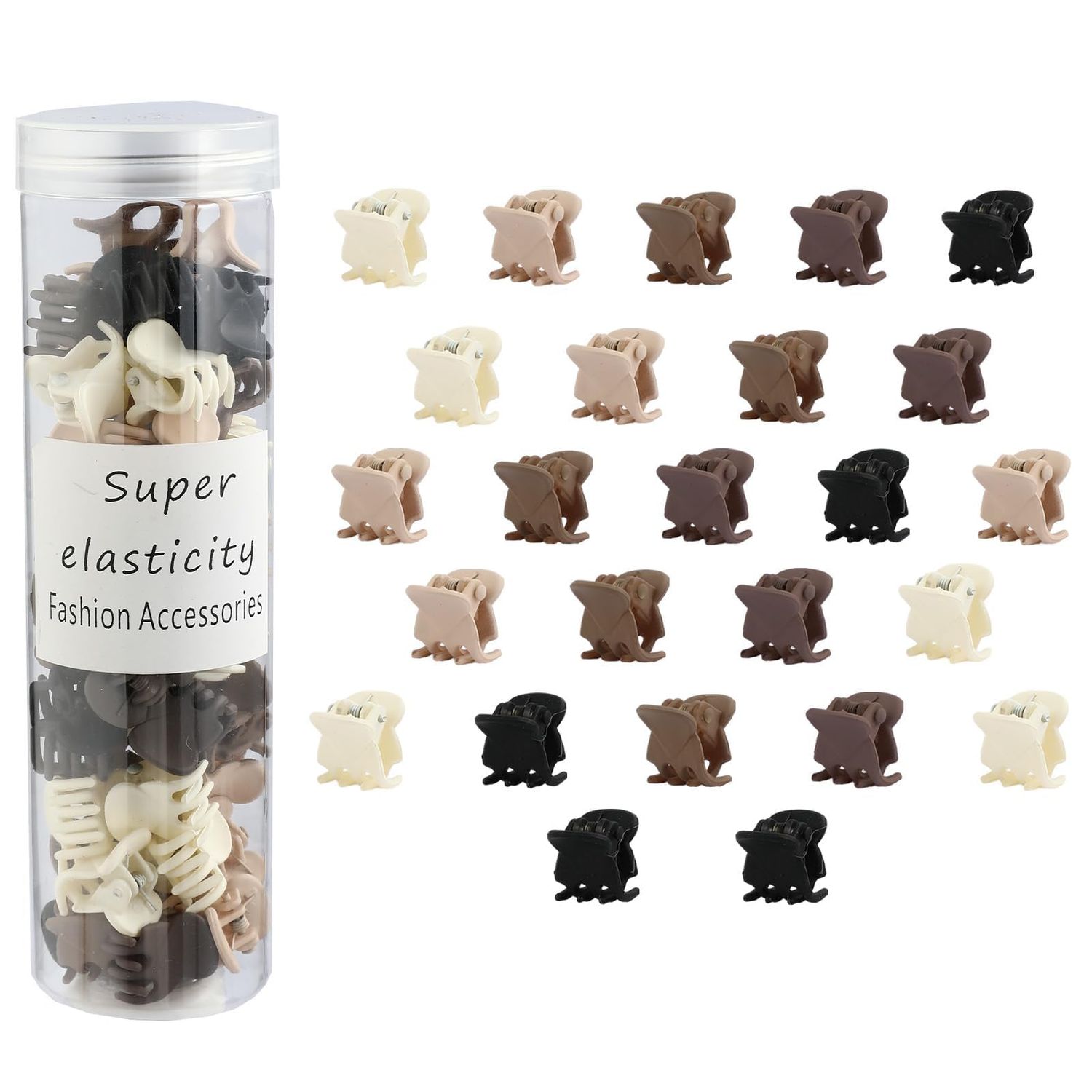 Kasmena 50Pcs Small Matte Hair Claw Clips, Mini Clips for Girls Women - Cute Tiny Claws for Thin Hair, Strong Grip, Neutral Color for Birthday, Christmas, Party Gifts